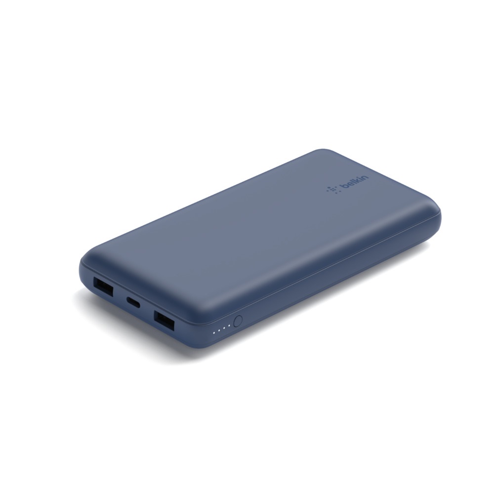 Belkin Caricabatterie Portatile USB-C 20K - Power Bank 20000 mAh, 15W, 2 Porte USB-A, 1 Porta USB-C, Cavo incluso - Blu