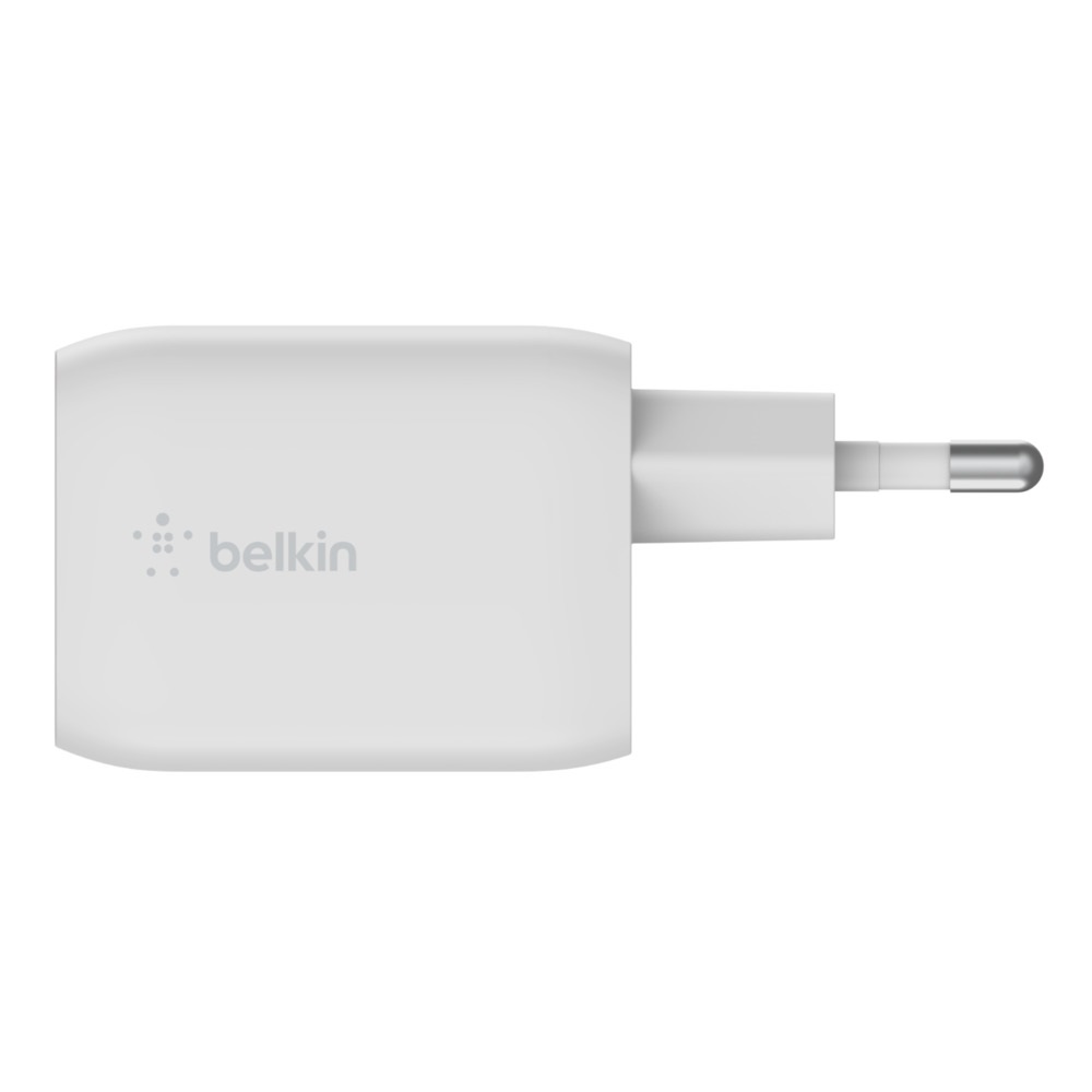 Belkin WCH013vfWH Caricabatteria da Parete USB-C 65W con 2 Porte, Ricarica Rapida PD 3.0 e Tecnologia GaN - Bianco