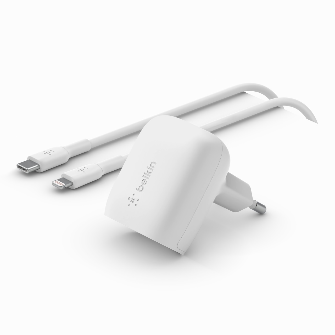 Belkin WCA006vf1MWH-B5 Caricabatterie da Parete 20W AC Bianco con Cavo USB-C/Lightning, Ricarica Rapida e Compatibile con iPhone, Galaxy e Pixel