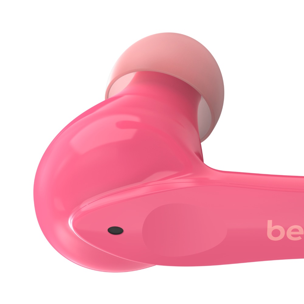 Belkin Soundform Nano Auricolari True Wireless per Bambini - Protezione Udito, Max. 85 dB, IPX5, 24 Ore di Riproduzione, Rosa