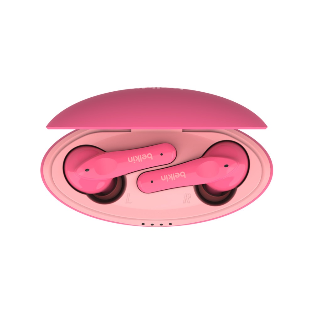 Belkin Soundform Nano Auricolari True Wireless per Bambini - Protezione Udito, Max. 85 dB, IPX5, 24 Ore di Riproduzione, Rosa
