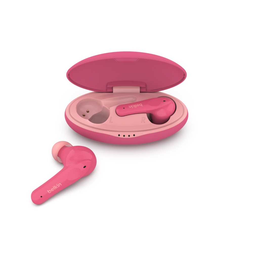 Belkin Soundform Nano Auricolari True Wireless per Bambini - Protezione Udito, Max. 85 dB, IPX5, 24 Ore di Riproduzione, Rosa