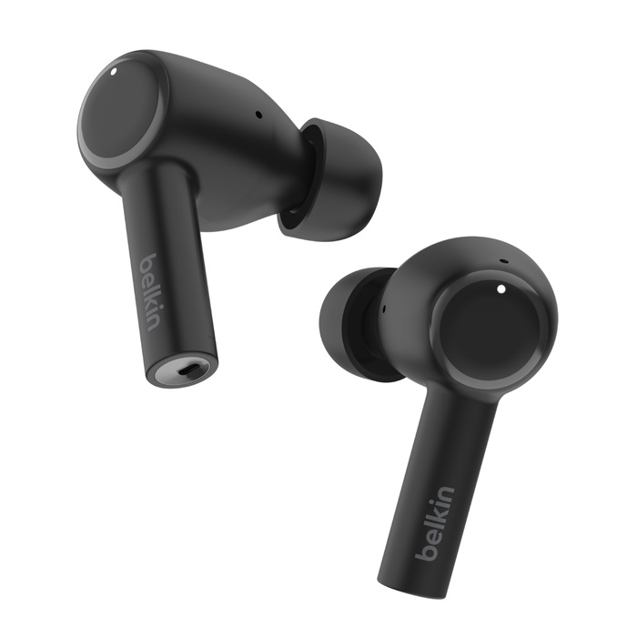Belkin SoundForm Pulse Auricolari True Wireless con Cancellazione del Rumore, Custodia di Ricarica Wireless, 3 Microfoni e Resistenza all'Acqua (IPX5) - Nero