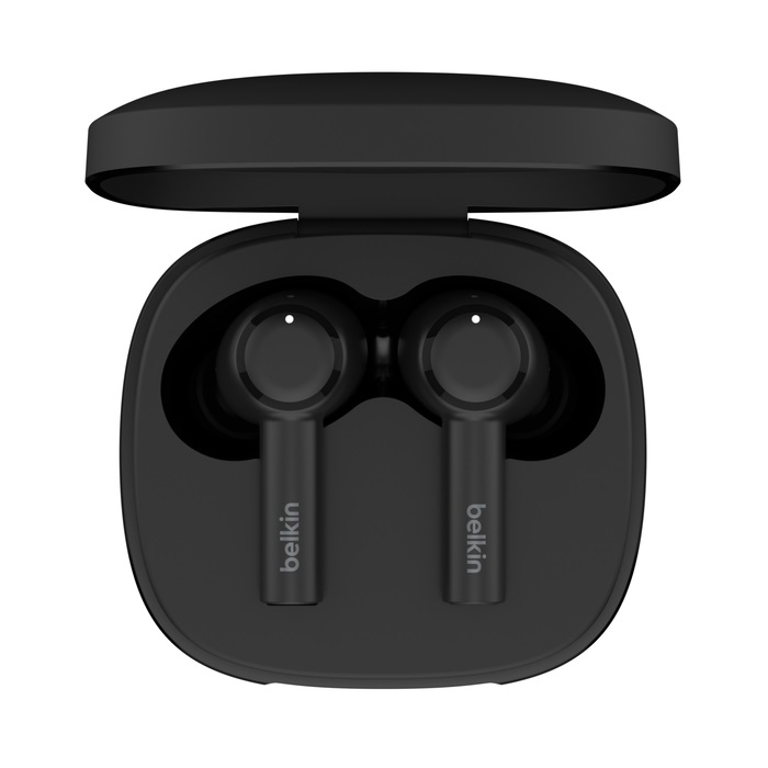 Belkin SoundForm Pulse Auricolari True Wireless con Cancellazione del Rumore, Custodia di Ricarica Wireless, 3 Microfoni e Resistenza all'Acqua (IPX5) - Nero