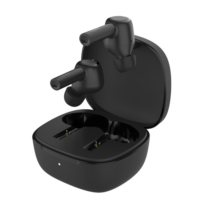 Belkin SoundForm Pulse Auricolari True Wireless con Cancellazione del Rumore, Custodia di Ricarica Wireless, 3 Microfoni e Resistenza all'Acqua (IPX5) - Nero