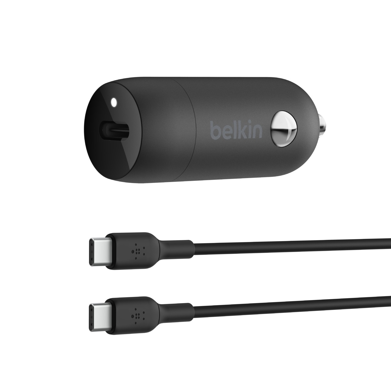 Belkin BoostCharge Caricabatteria da Auto 30W USB-C PD con Cavo da USB-C a USB-C da 1m, Ricarica Rapida, Compatibile con iPhone e Galaxy