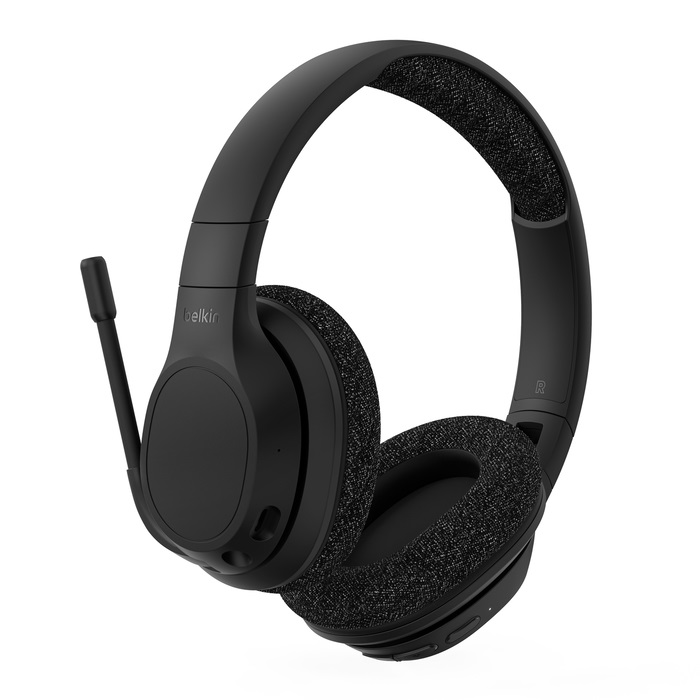 Belkin SoundForm Adapt Cuffie Over-Ear Wireless con Microfono, Bluetooth 5.2, Cancellazione Rumore ENC, 65 Ore di Riproduzione, Nero