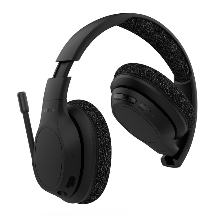 Belkin SoundForm Adapt Cuffie Over-Ear Wireless con Microfono, Bluetooth 5.2, Cancellazione Rumore ENC, 65 Ore di Riproduzione, Nero