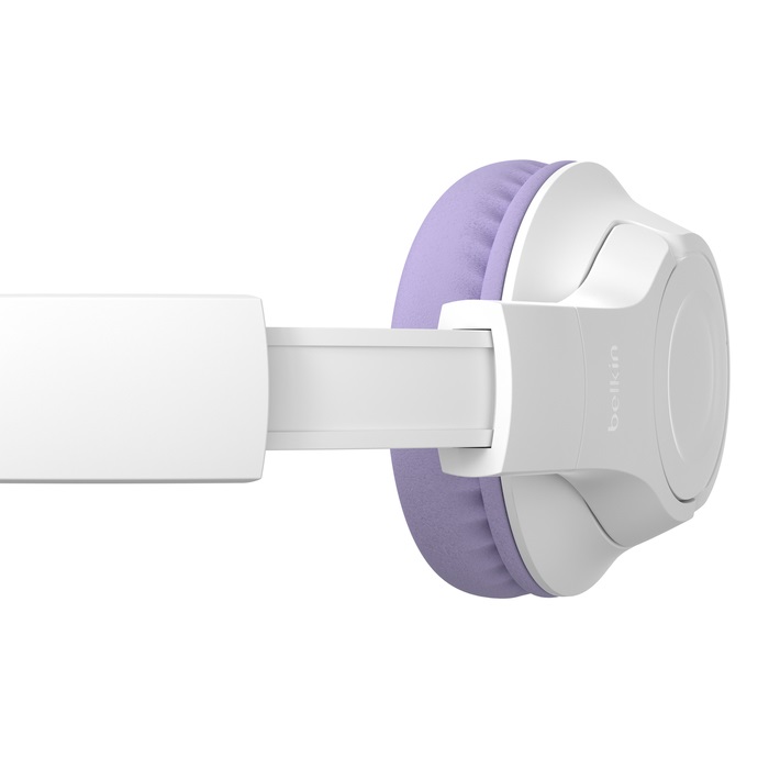 Belkin SoundForm Inspire Cuffie Wireless Over-Ear per Bambini con Microfono Integrato, Bluetooth 5.2, 35 Ore di Riproduzione, Colore Lavanda e Bianco