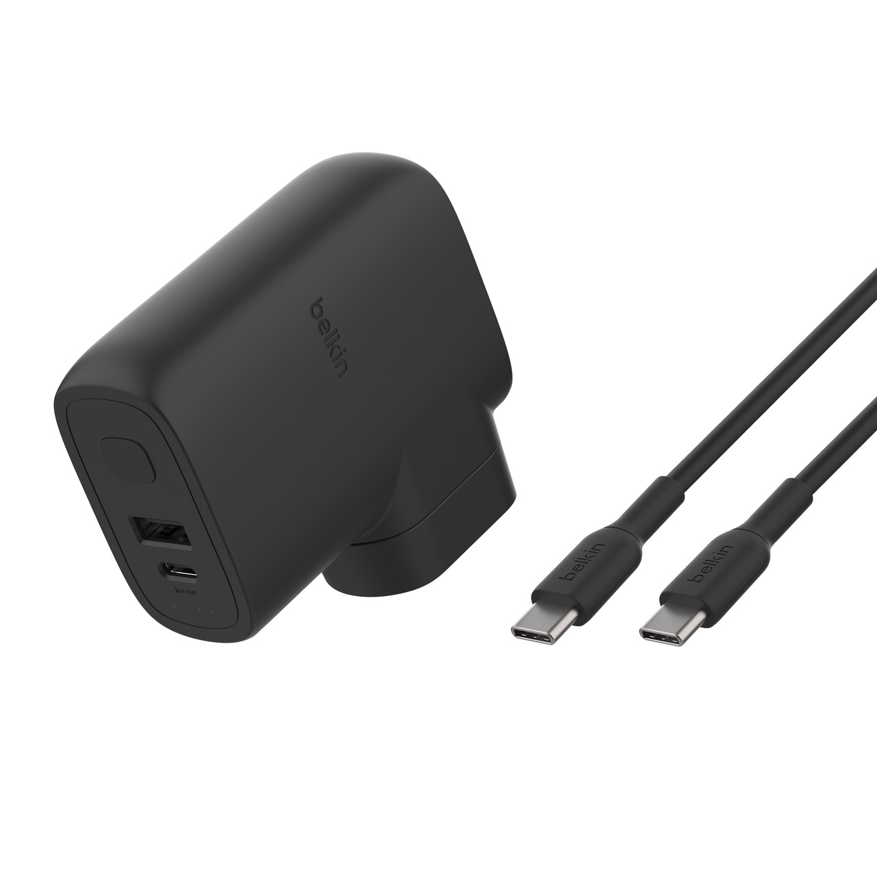 Belkin BoostCharge Caricabatteria da Muro e Power Bank 25W 5000mAh, Ricarica Rapida, 2 Porte USB-C PD 3.0 e USB-A, Cavo USB-C Incluso