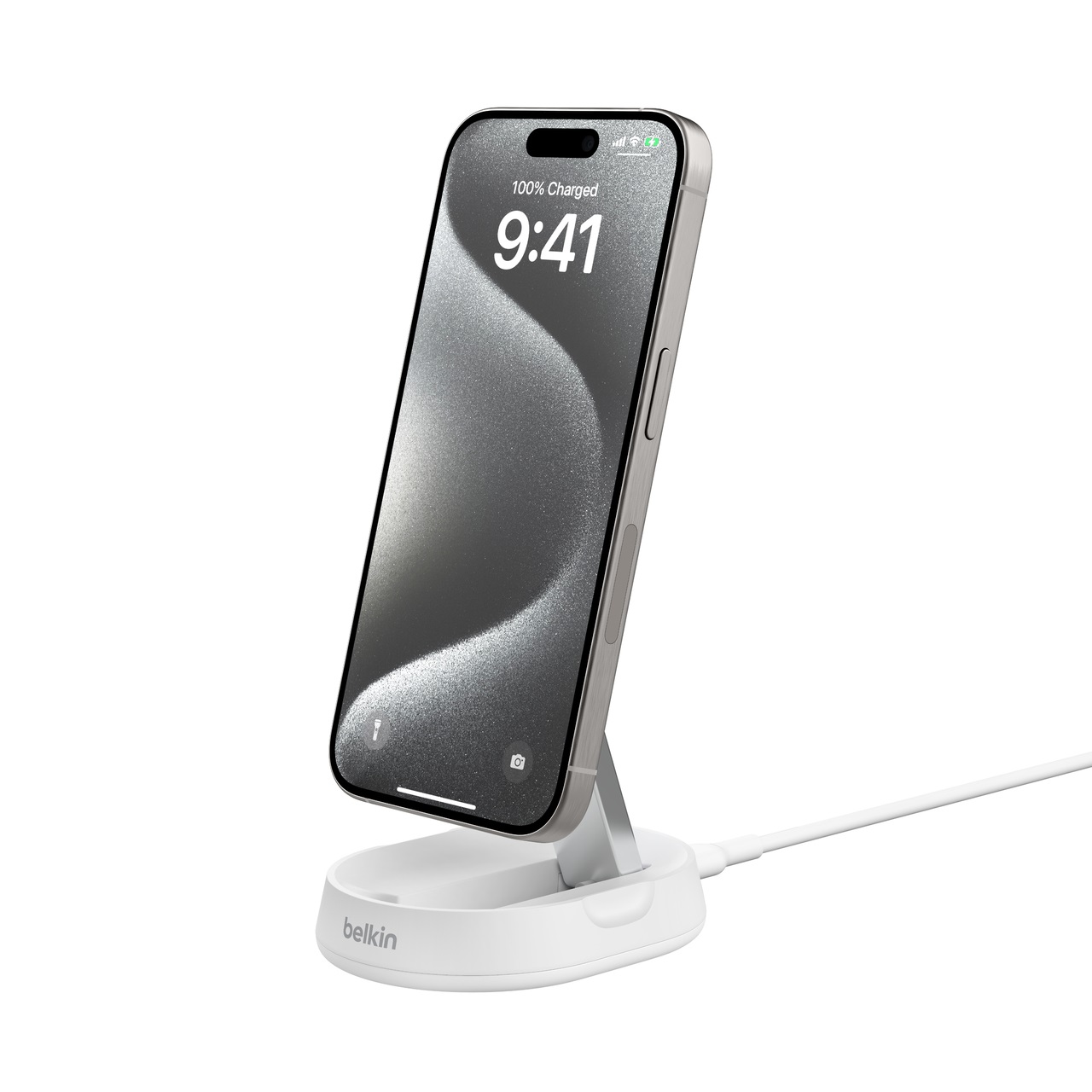 Belkin BoostCharge Pro Supporto di Ricarica Magnetica Convertibile 15W, Caricatore Wireless Qi2 Compatibile con MagSafe per iPhone 16/15/14/13 e AirPods Pro - Bianco
