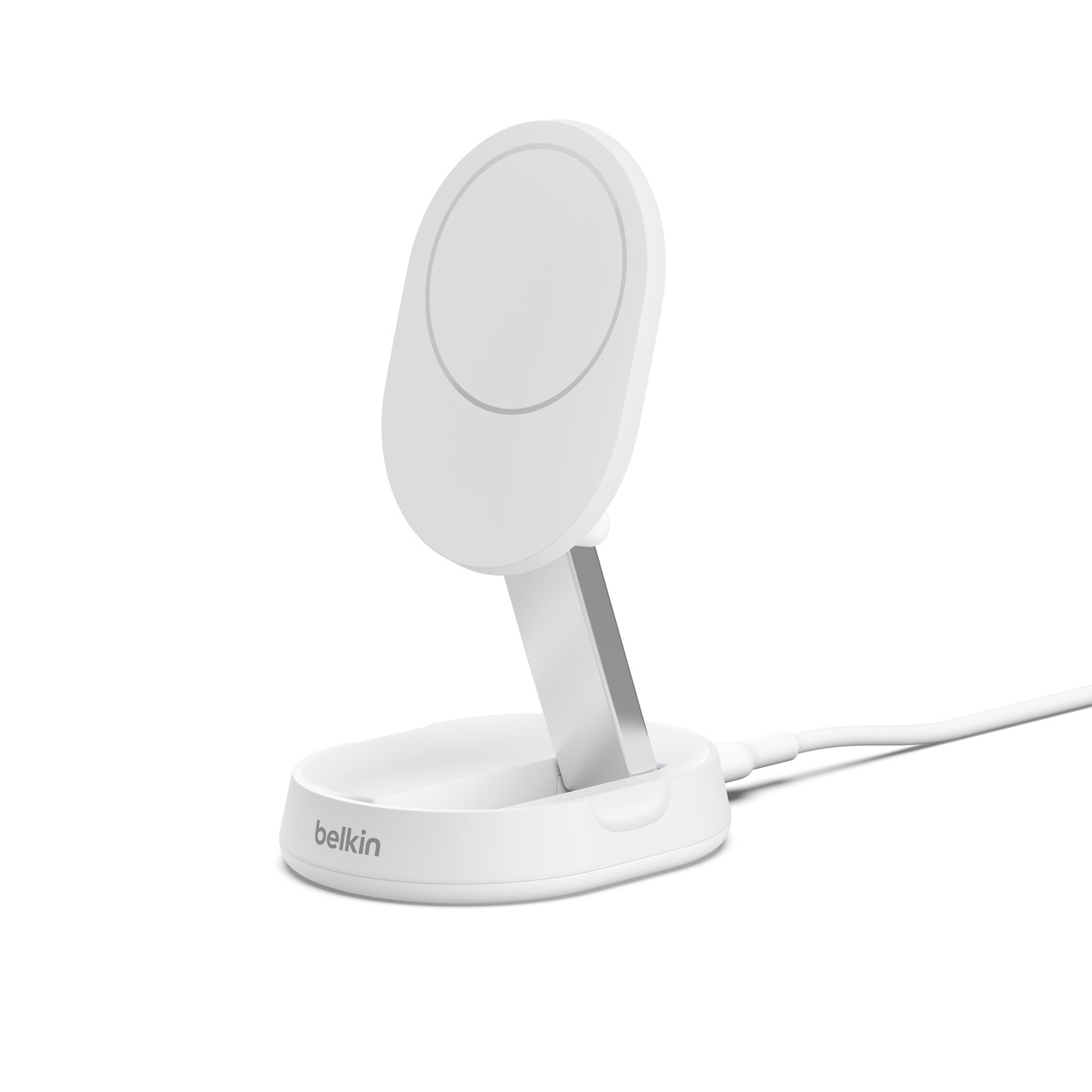 Belkin BoostCharge Pro Supporto di Ricarica Magnetica Convertibile 15W, Caricatore Wireless Qi2 Compatibile con MagSafe per iPhone 16/15/14/13 e AirPods Pro - Bianco