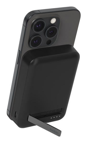 Belkin BoostCharge Pro Power Bank Wireless 10.000 mAh con Qi2 e MagSafe, Ricarica Rapida 15W, Supporto Integrato per iPhone 16/15, Nero