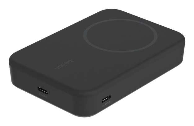 Belkin BoostCharge Pro Power Bank Wireless 10.000 mAh con Qi2 e MagSafe, Ricarica Rapida 15W, Supporto Integrato per iPhone 16/15, Nero
