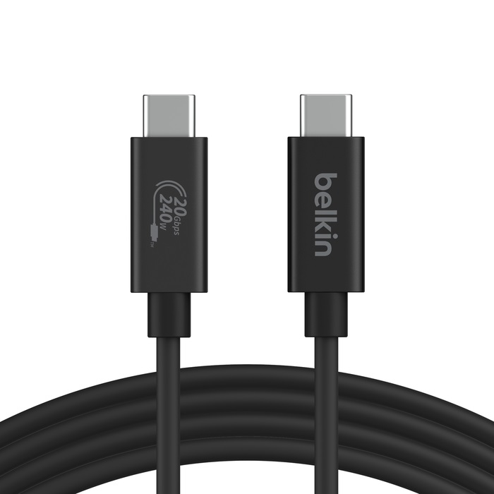 Belkin INZ004BT2MBK Cavo USB-C USB4 Gen 2x2 2 m con Power Delivery fino a 240 W, Nero