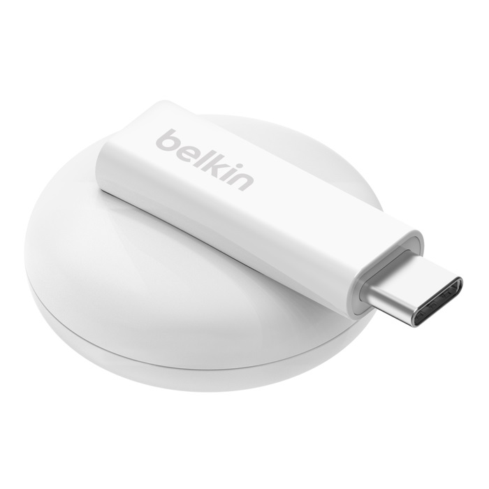 Belkin Caricabatteria USB-C Portatile per Apple Watch - Ricarica Veloce, Compatibile con Apple Watch Series 9/8/7, Ultra, MacBook e iPhone 15, Bianco