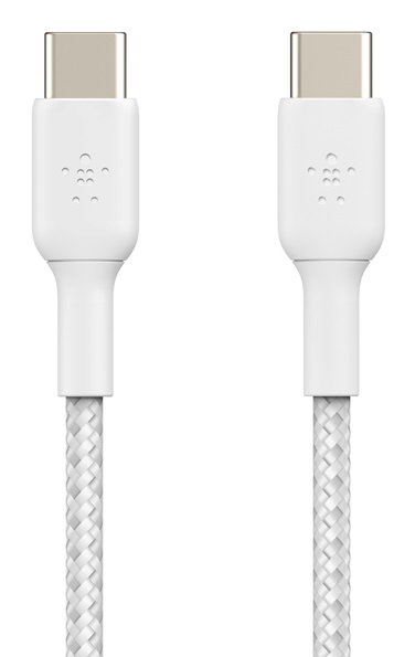 Belkin BoostCharge Cavo Intrecciato USB-C a USB-C da 2 Metri Bianco - Compatibile con iPhone 15, Galaxy S24, Pixel 8 e iPad Pro