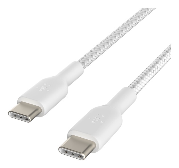 Belkin BoostCharge Cavo Intrecciato USB-C a USB-C da 2 Metri Bianco - Compatibile con iPhone 15, Galaxy S24, Pixel 8 e iPad Pro