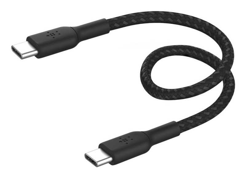 Belkin BoostCharge Cavo Intrecciato USB-C a USB-C 0,15 m Nero - Compatibile con iPhone 15, Galaxy S24, Pixel 8 e iPad Pro