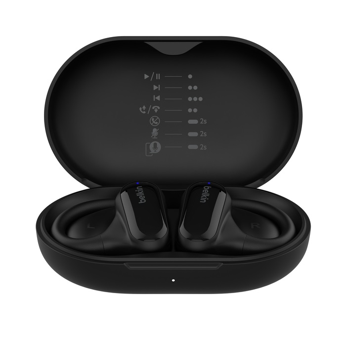 Belkin SoundForm ClearFit Auricolari Wireless Open-Ear Sportivi Leggeri Bluetooth Resistenti all'Acqua (IPX5) per Escursionismo, Ciclismo e Corsa - Nero