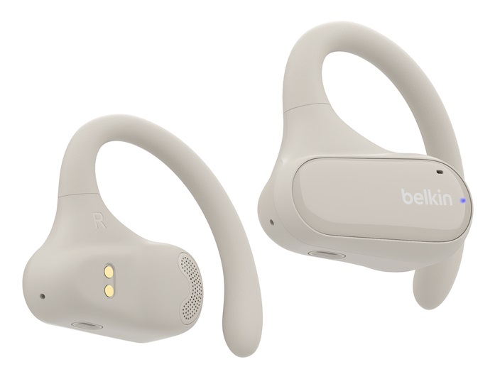 Belkin SoundForm ClearFit Auricolari Wireless Open-Ear Sportivi e Leggeri, True Wireless Stereo (TWS), Resistenti all'Acqua (IPX5), Ideali per Ciclismo, Escursionismo e Corsa, Grigio Sabbia