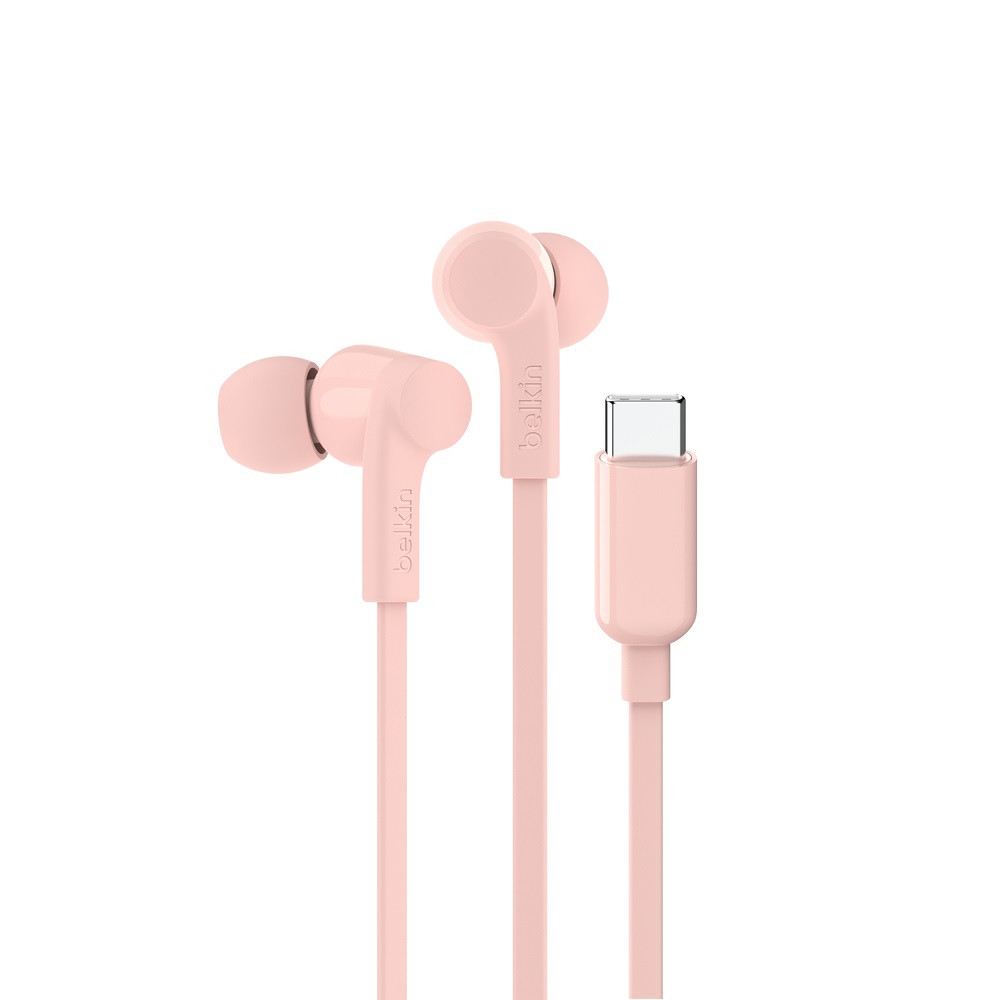 Belkin SoundForm Auricolari Cablati In-ear Rosa con Connettore USB Tipo-C, Microfono e Funzione di Controllo
