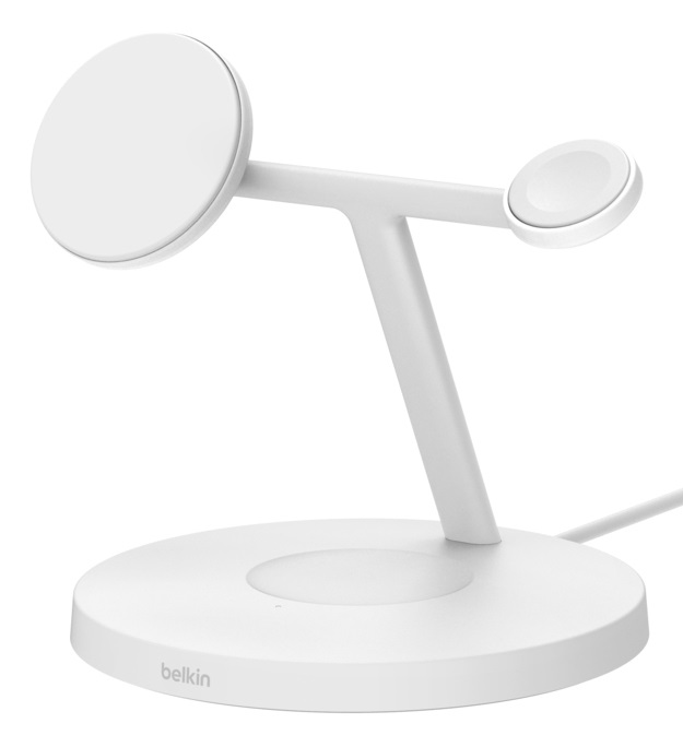 Belkin BoostCharge Pro Caricatore 3 in 1 Bianco con Ricarica Wireless Qi2, Compatibile con iPhone 16, Apple Watch e AirPods, Ricarica Rapida fino a 15W, Base Antiscivolo, Alimentatore Incluso