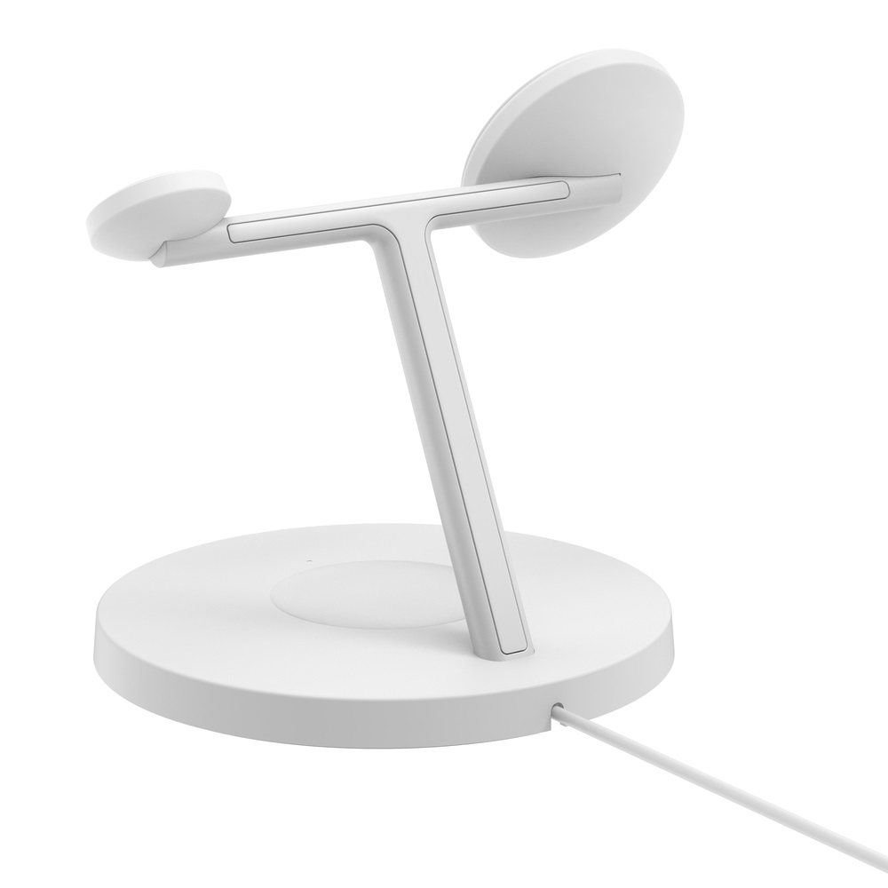 Belkin BoostCharge Pro Caricatore 3 in 1 Bianco con Ricarica Wireless Qi2, Compatibile con iPhone 16, Apple Watch e AirPods, Ricarica Rapida fino a 15W, Base Antiscivolo, Alimentatore Incluso