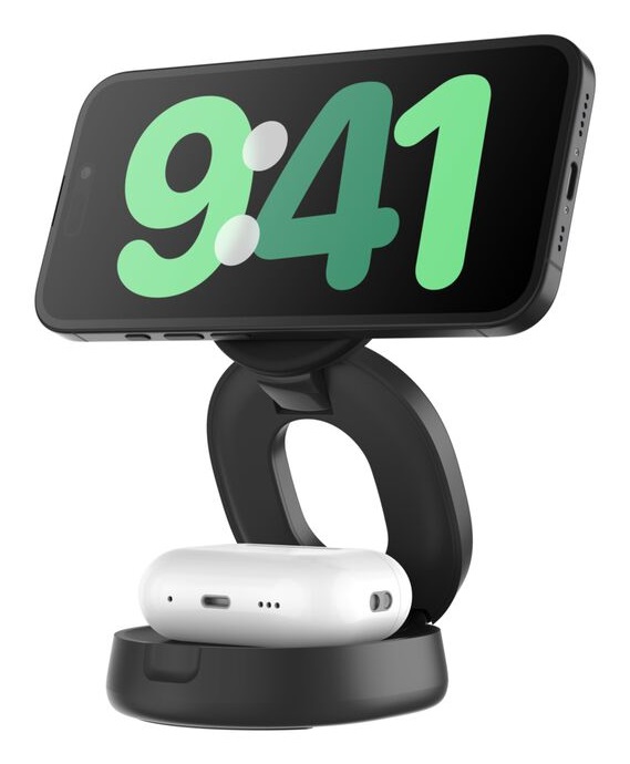Belkin WIZ035kqBK Stazione di Ricarica Wireless 2-in-1, Ricarica Rapida 15 W per iPhone e 5 W per AirPods, Compatibile con Qi e MagSafe, Nero