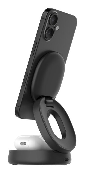 Belkin WIZ035kqBK Stazione di Ricarica Wireless 2-in-1, Ricarica Rapida 15 W per iPhone e 5 W per AirPods, Compatibile con Qi e MagSafe, Nero