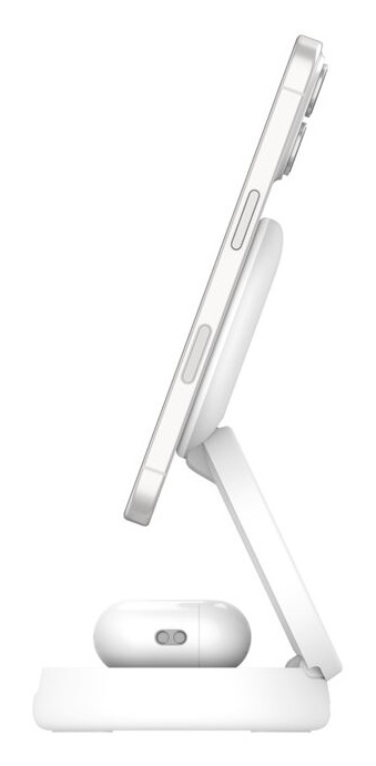 Belkin WIZ035kqWH Caricatore Wireless 15W Qi2 con MagSafe per iPhone 16 e AirPods, Ricarica Rapida, Base Antiscivolo, Alimentatore da 30W - Bianco