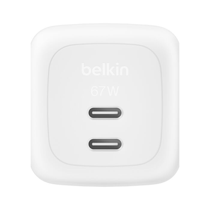Belkin SmartProtect Caricatore USB C 67W con 2 Porte, Cavo USB C 2 m Incluso, Ricarica Rapida per MacBook, iPhone 17, iPad Pro e altri dispositivi