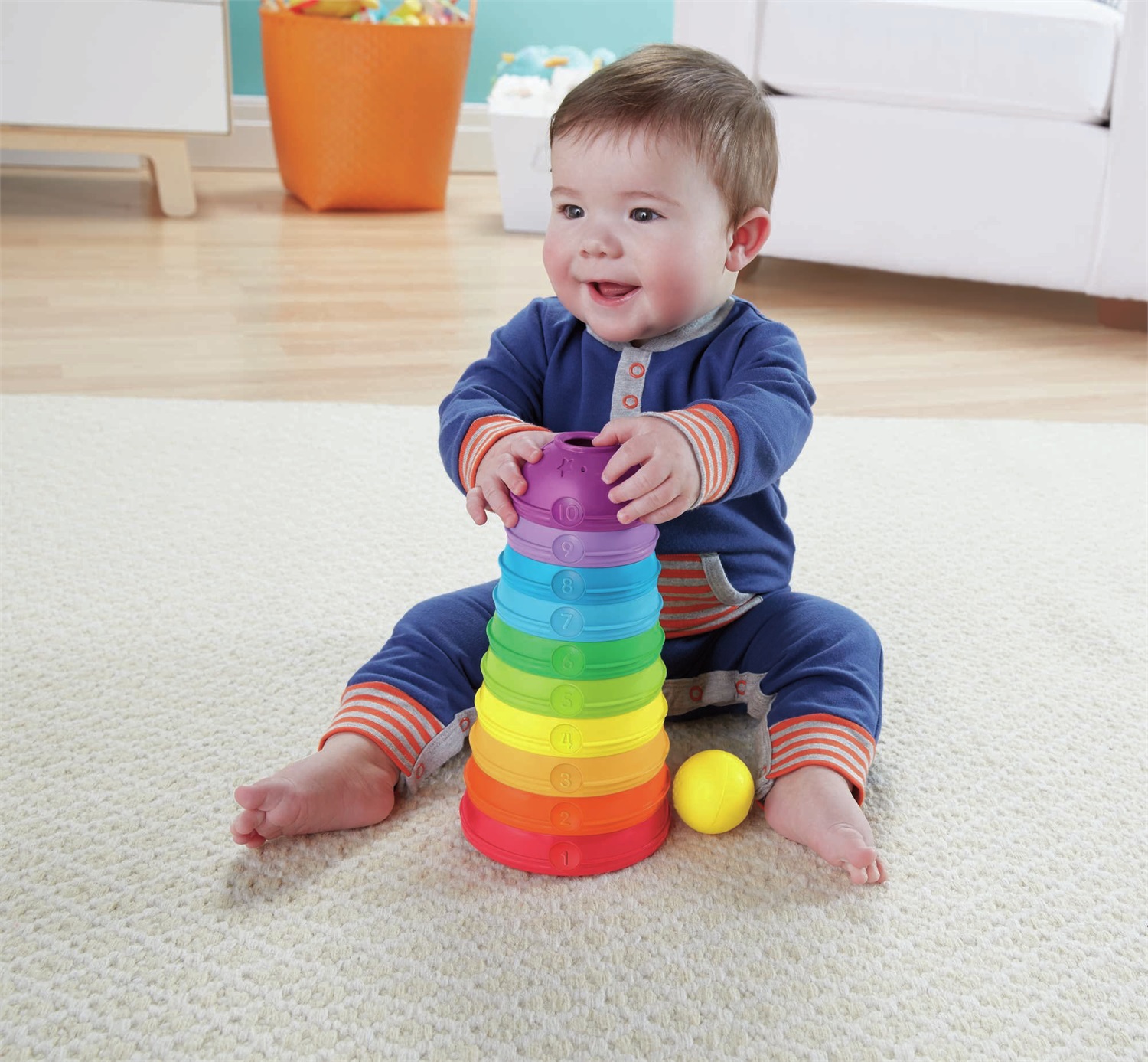 Fisher-Price Scodelle Trasformelle - Set di 10 Scodelle Colorate e Numerate per Bambini 6 Mesi, Impilabili e Incastrabili