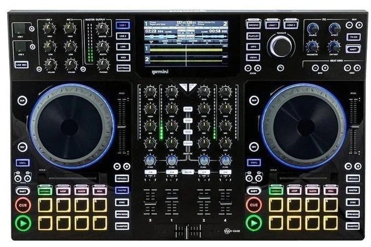 Gemini Sound SDJ-4000 - Controller DJ Standalone a 4 Canali con Ruote Jog Touch e Schermo HD da 7 Pollici