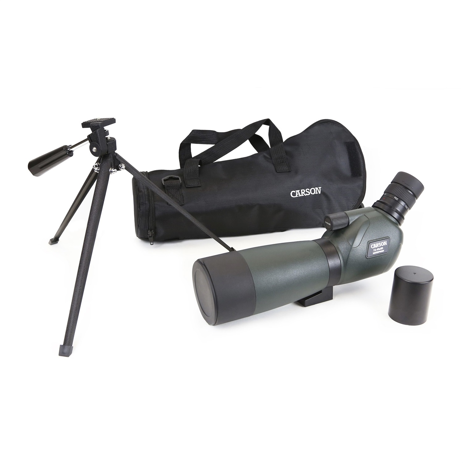 Carson Everglade HD Cannocchiale Impermeabile 15-45x60 mm con Treppiede da Tavolo, Verde