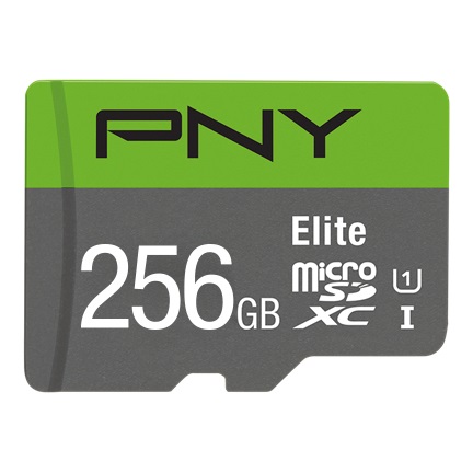 PNY Elite 256 GB MicroSDXC UHS-I Classe 10, Velocità di Lettura fino a 100MB/s, Adattatore SD Incluso, Compatibile con Video Full HD