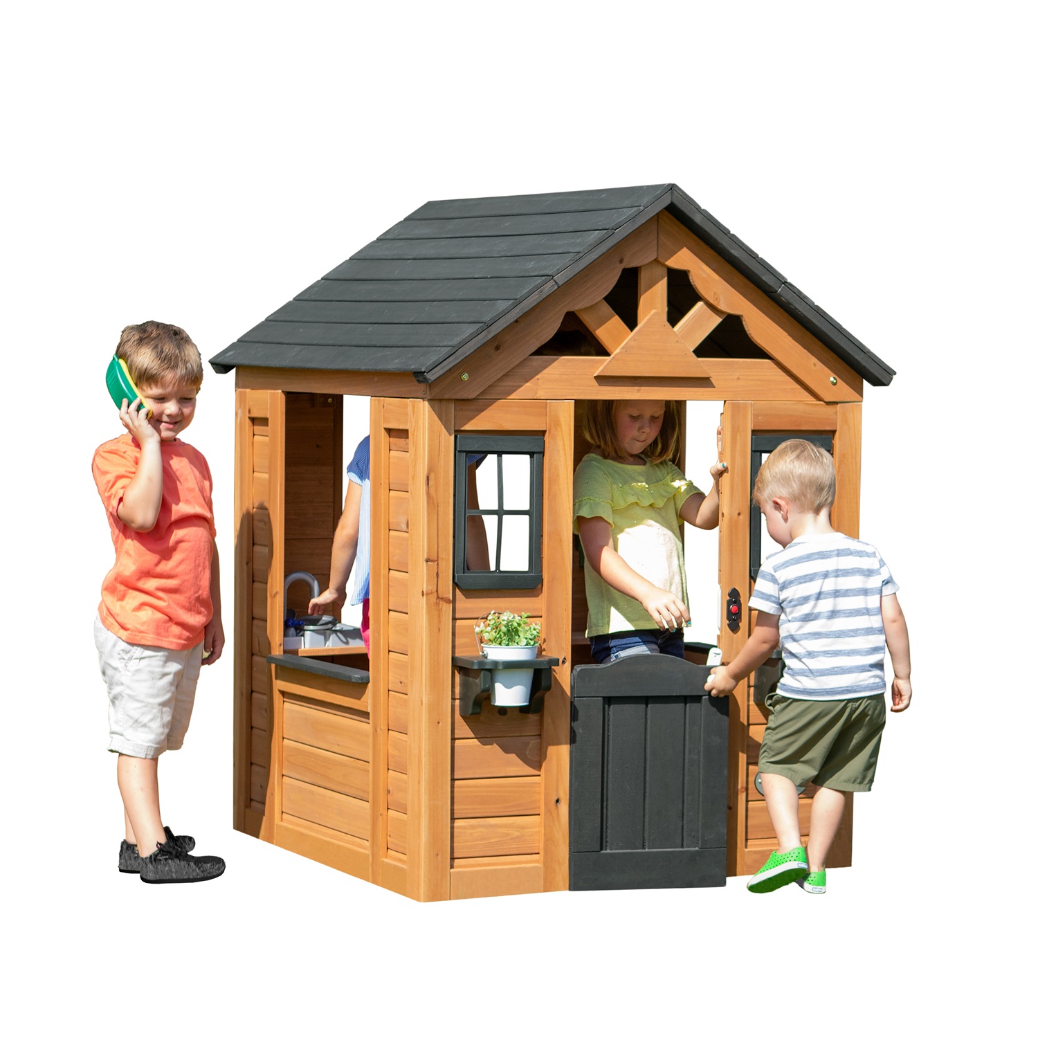 Backyard Discovery Sweetwater Casetta da Gioco in Cedro per Bambini - Resistente alle Intemperie con Cucina Inclusa