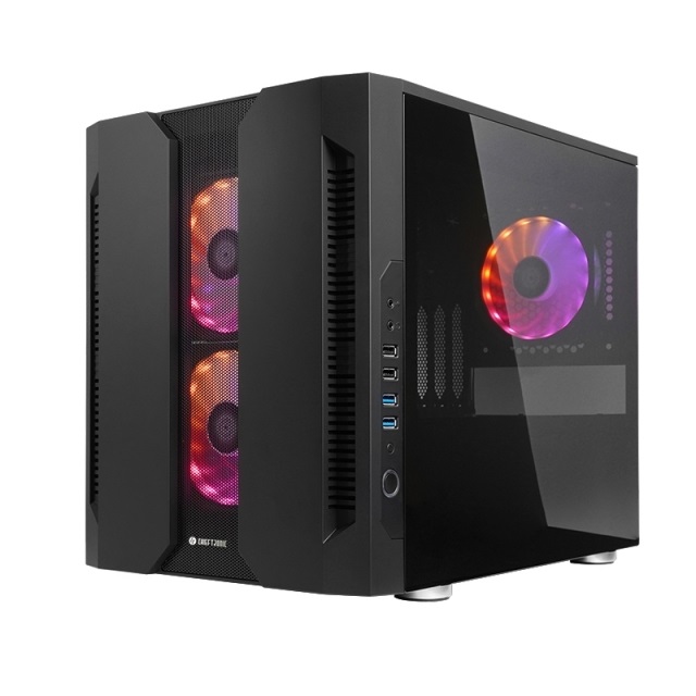 Chieftec Chieftronic M2 Cubo Nero - Case PC Mini Tower con Vetro Temperato, Compatibile micro ATX e Mini-ITX, Raffreddamento Ottimizzato