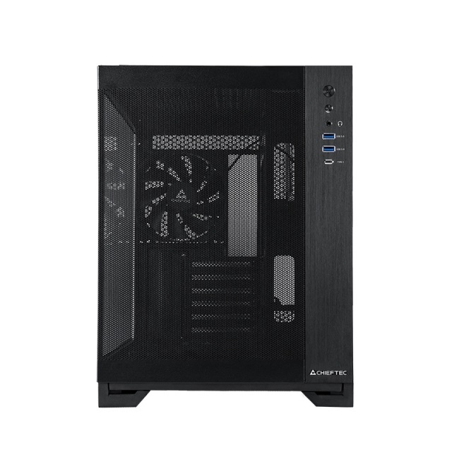 Chieftec GM-30B-M-OP Visio Air - PC Case Cubo mATX Nero con Vetro Temperato e Ventole Incluse