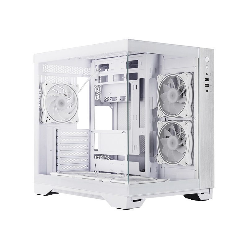 Chieftec GM-30W-TG-OP Case Cubo Bianco con Pannelli in Vetro Temperato e Design Doppia Camera per Schede Madri ATX