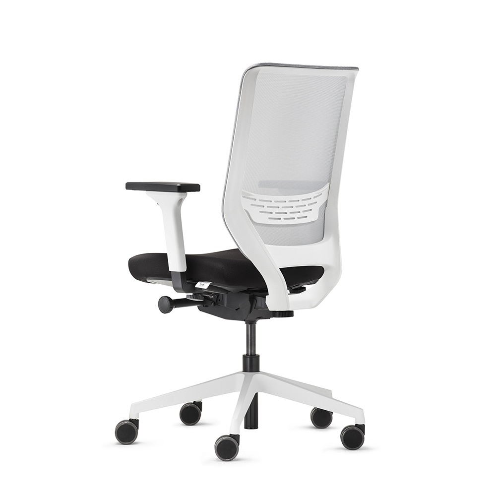 TREND OFFICE Sedia girevole da ufficio TO-SYNC PRO con braccioli e rotelle universali - Bianco / Grigio / Nero