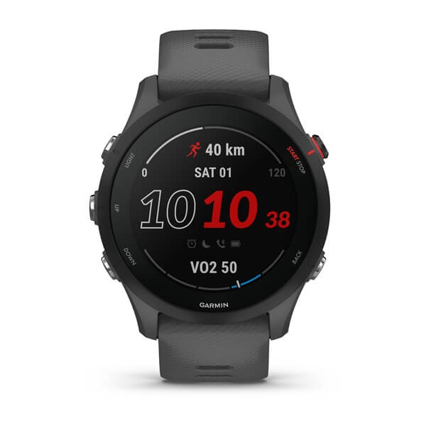 Garmin Forerunner 255 Smartwatch GPS 46mm Slate Gray - Monitoraggio dell'ossigeno nel sangue, Profili sportivi, Durata batteria fino a 14 giorni