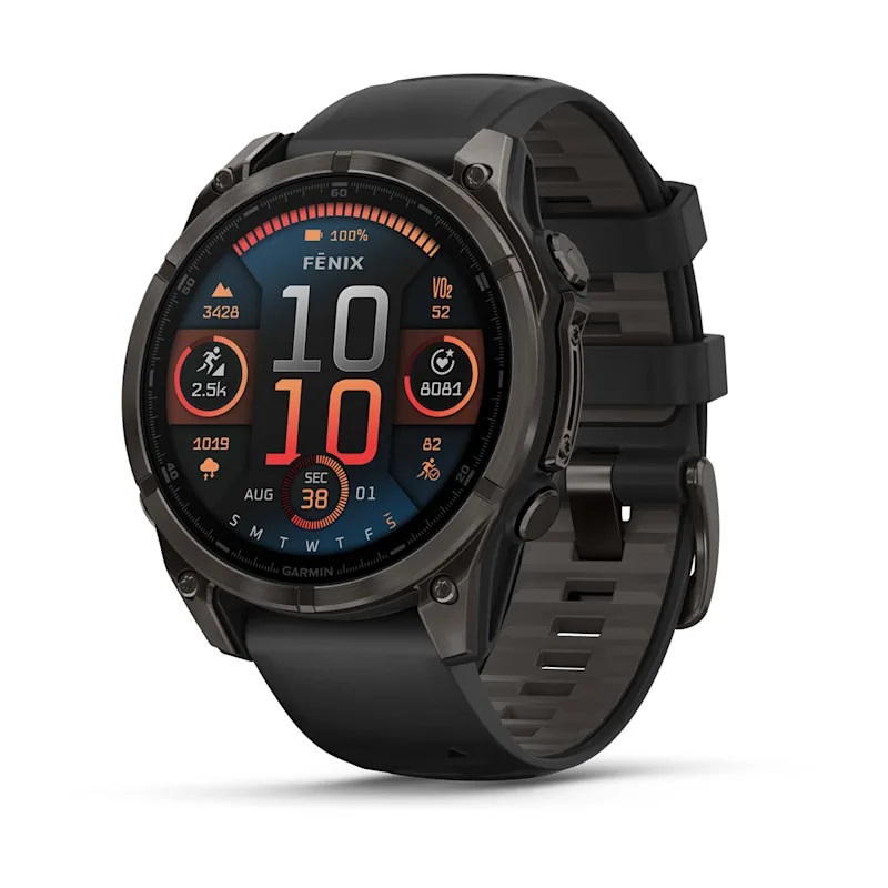 Garmin Fenix 8 - Smartwatch GPS Multisport 47 mm AMOLED Titanio Carbon Gray DLC con Cinturino in Silicone Black/Pebble Grey