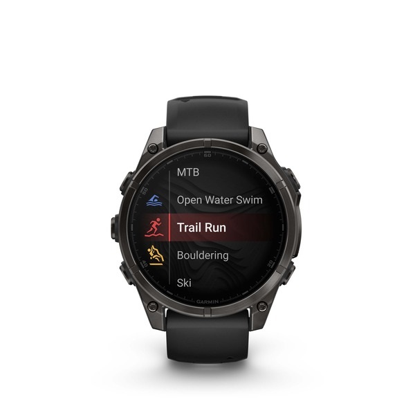 Garmin Fenix 8 - Smartwatch GPS Multisport 47 mm AMOLED Titanio Carbon Gray DLC con Cinturino in Silicone Black/Pebble Grey