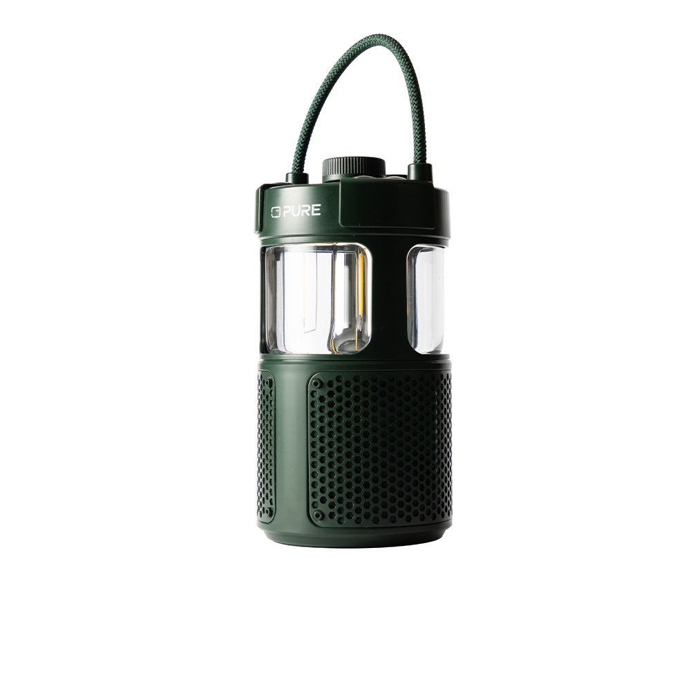 Pure Woodland Glow Altoparlante Esterno con Lampada a LED - Bluetooth 5.3, Suono a 360°, Impermeabile IPX6, Portatile, Batteria da 14 Ore