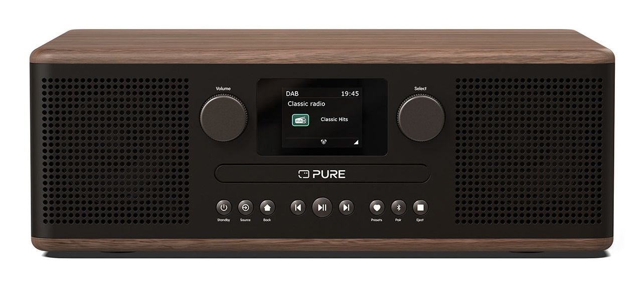 Pure Classic C-D6 Sistema Musicale Portatile Digitale - Lettore CD, DAB /FM, Bluetooth, AUX, USB, Sveglia/Timer per il Sonno - Caffè Nero/Noce