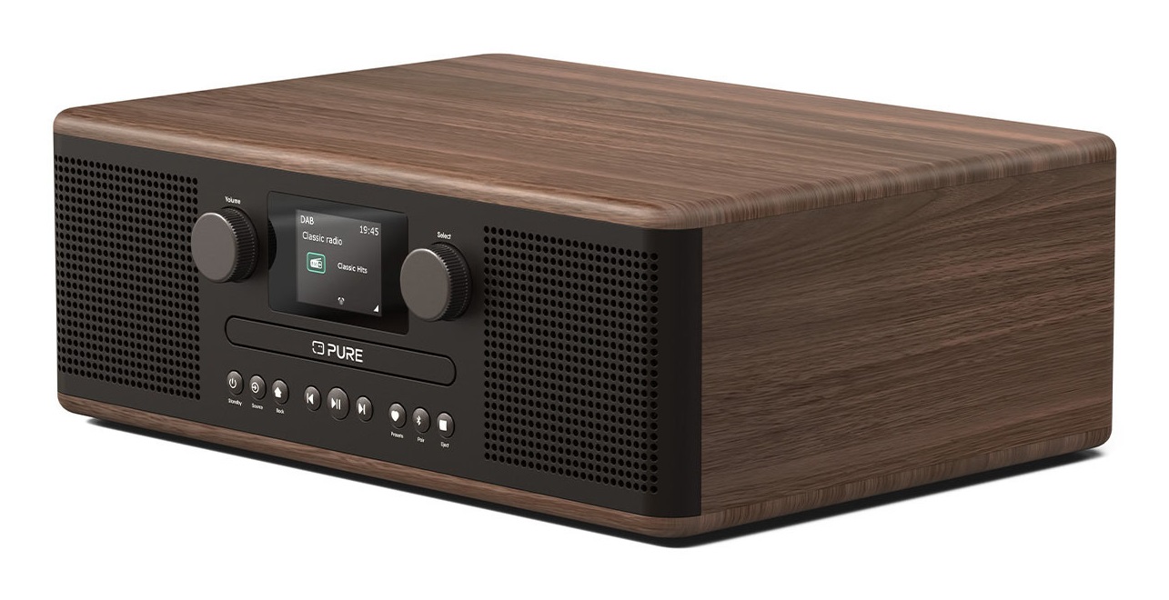 Pure Classic C-D6 Sistema Musicale Portatile Digitale - Lettore CD, DAB /FM, Bluetooth, AUX, USB, Sveglia/Timer per il Sonno - Caffè Nero/Noce