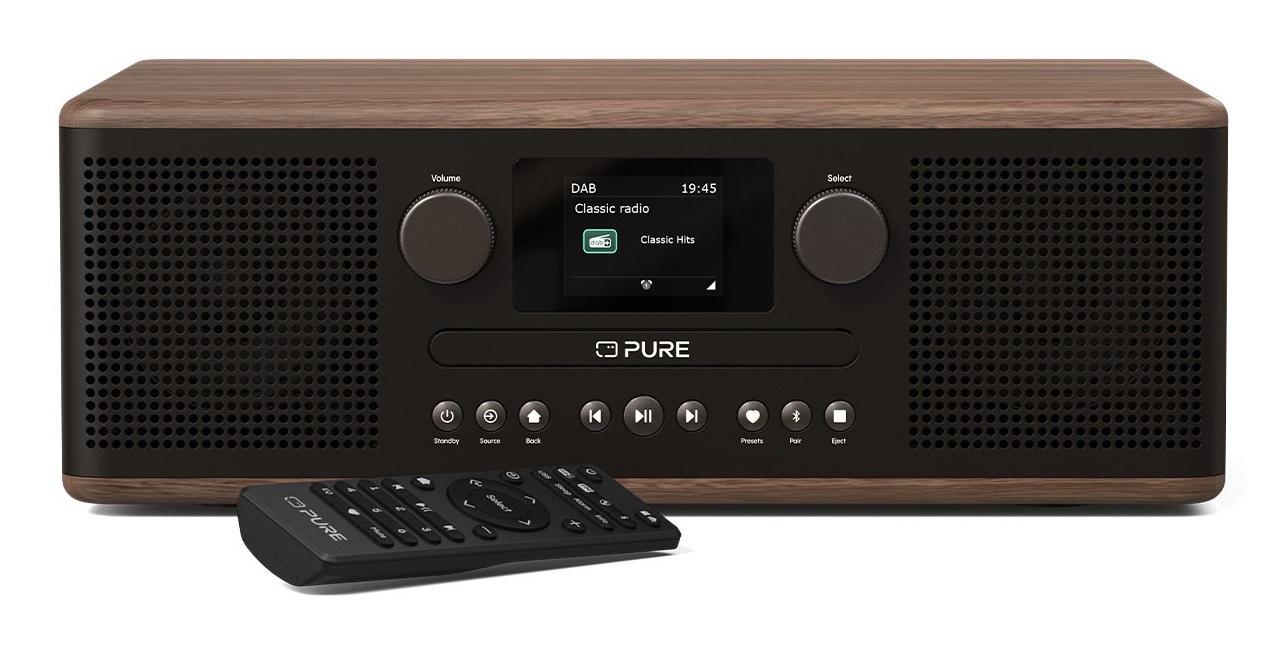 Pure Classic C-D6 Sistema Musicale Portatile Digitale - Lettore CD, DAB /FM, Bluetooth, AUX, USB, Sveglia/Timer per il Sonno - Caffè Nero/Noce