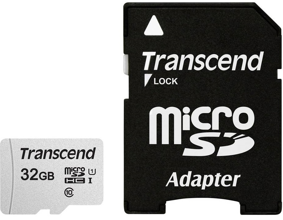 Transcend microSDHC 300S 32GB UHS-I U1 A1 con Adattatore - Classe 10, Velocità fino a 95 MB/s