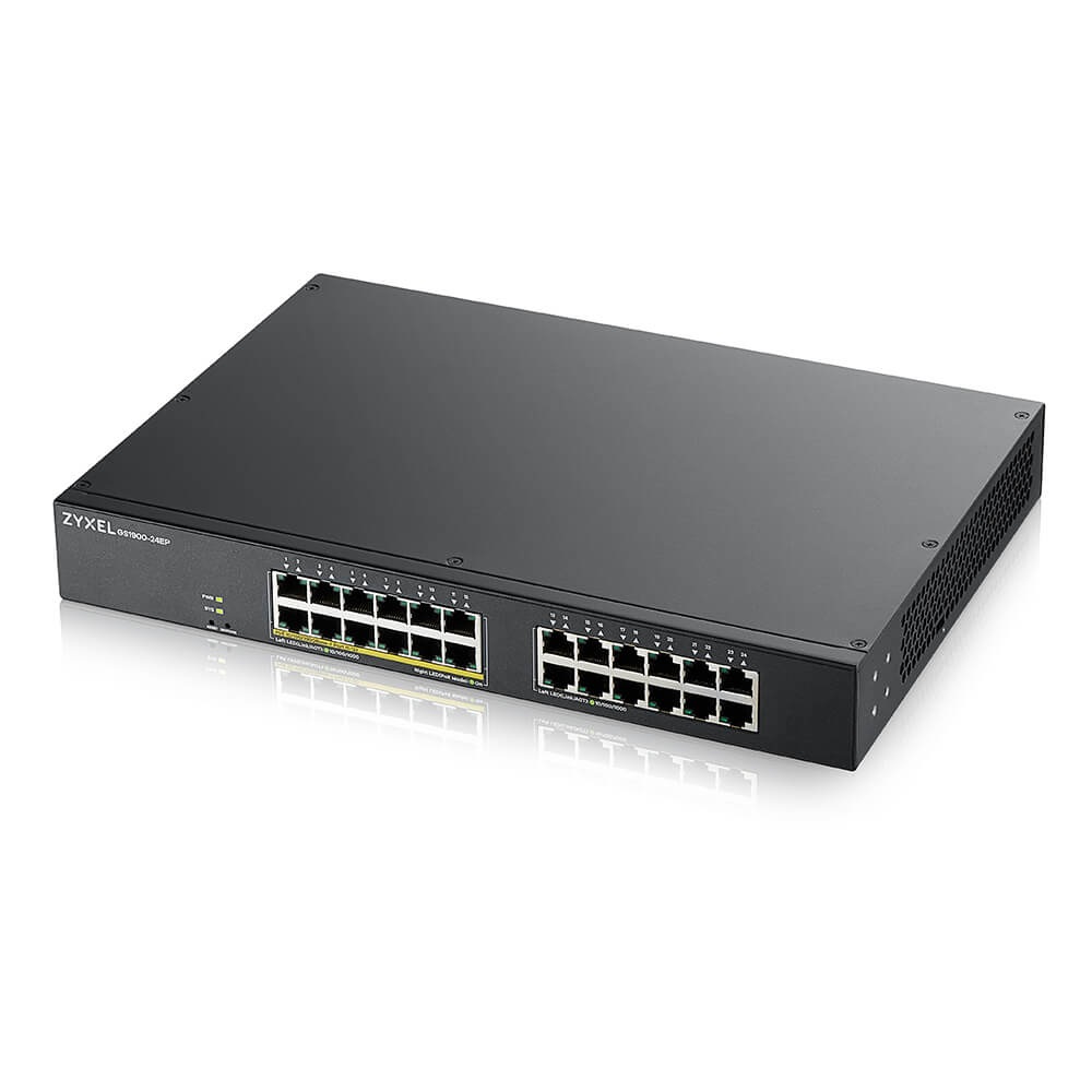 Zyxel GS1900-24EP Switch Web Managed 24 Porte Gigabit L2 con Supporto Power over Ethernet (PoE) - Nero, Montaggio Rack
